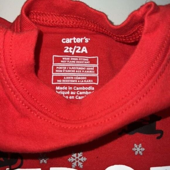 Carters Christmas Pajamas Twins 2pc Size 2T Matching Set First Out Of Bed - Picture 5 of 5